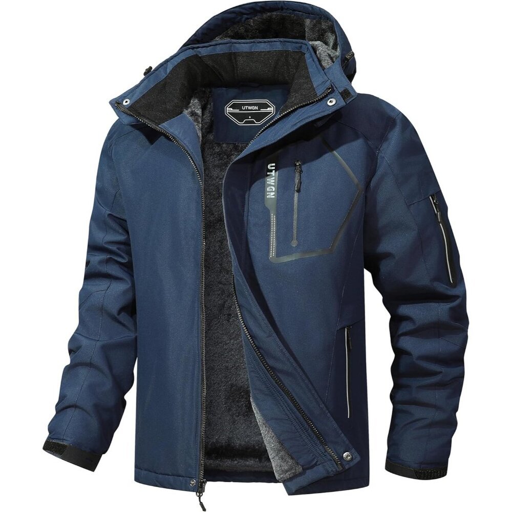 Men's Ski Jacket Winter Warm Snow Coat Waterproof Windbreaker Hooded Work Outerw